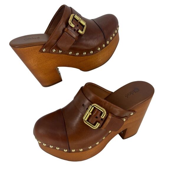 Chloe Jeanette Studded Platform Clogs - Picture 2 of 16